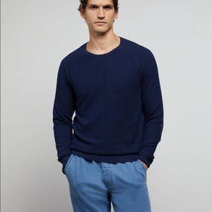 Onia Waffle Cotton Cashmere Sweater Navy Blue sizes M and L